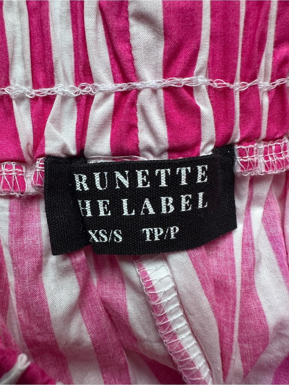 Brunette the Label Striped High Waist Short Pink Stripe Cotton Size XS/S - Picture 3 of 4